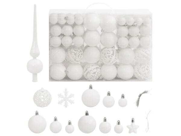 Conjunto 111 de enfeites de Natal branco